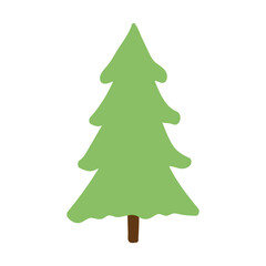 Pine tree flat icon isolated on white background. Vector illustration in cartoon style.