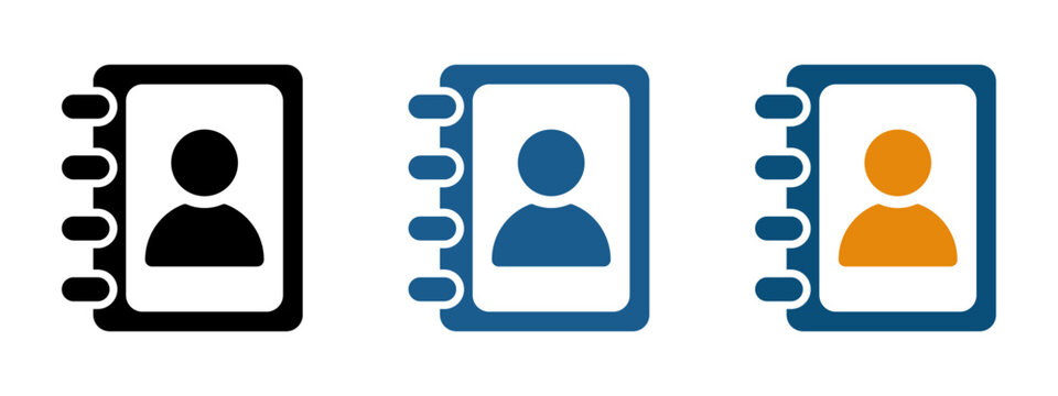 Address book icons. Contact note flat vector illustrations