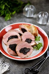 Pork tenderloin stuffed with prunes