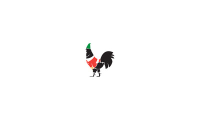 Vector of chicken wearing cap and jacket