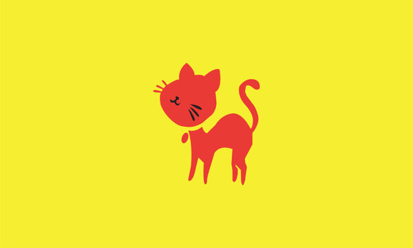funny pussy cat vector logo template