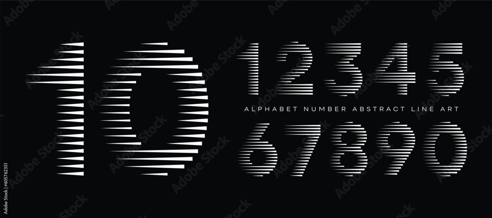 Poster number font with abstract line pattern