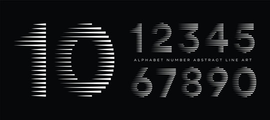 Number Font with Abstract Line Pattern