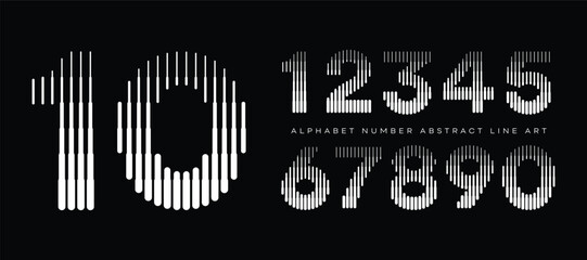 Number Font with Abstract Line Pattern