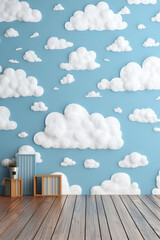 baby  blue wooden background. Generative ai