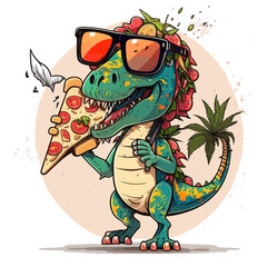 Pizza-saurus! Eating pizza like its the Jurassic period