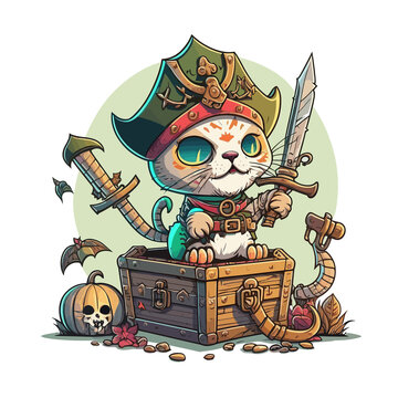 The Pirate Cat! Sail the seas with this fierce feline. Perfect for cat lovers and pirate enthusiasts.