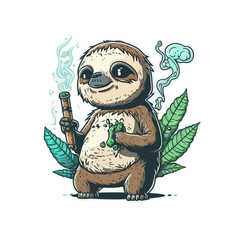 Sloth Mode! Take it easy with this chill sloth enjoying a smoke!