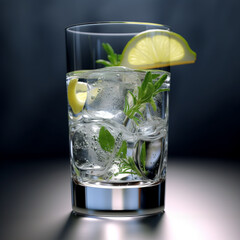 glass of water with lime and ice