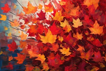 Naklejka na ściany i meble autumn leaves background - created with generative ai