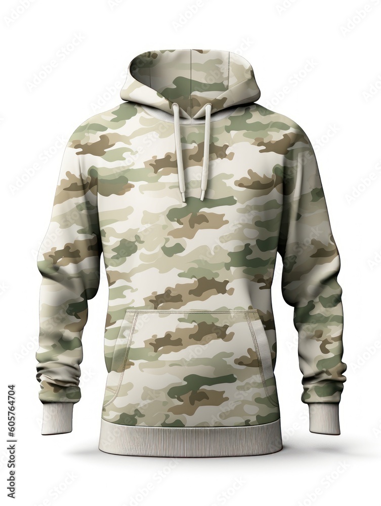 Sticker Blank camouflage male hoodie sweatshirt long sleeve. Generative ai