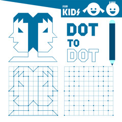 Dot to dot games for kids. Gemini zodiac. Connect the dots and drawing Twins. Coloring page. Book. Puzzle activity worksheet. Sketch vector illustration