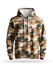 Naklejka premium Blank camouflage male hoodie sweatshirt long sleeve. Generative ai