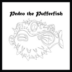 Pufferfish Coloring Page Outline Illustration Art.