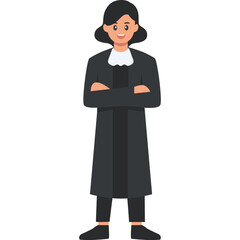 Folding Arm Female Judge Illustration