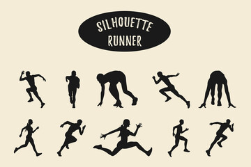 Runners silhouette collection, Running men and women silhouette, Run silhouettes