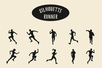 Runners silhouette collection, Running men and women silhouette, Run silhouettes