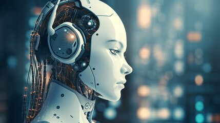 Fototapeta premium Customer service Modern artificial intelligence assistant in business, a great design for all purposes.