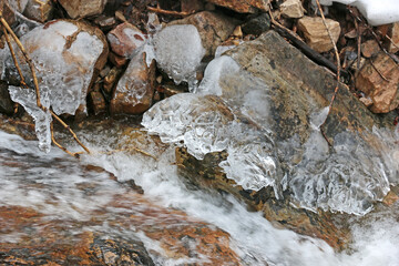 Waterfall in Wolf Creek Village, Utah, in winter	