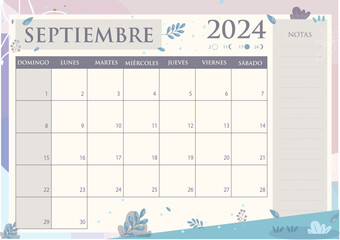 Calendario Planificador 2024 en Espa&ntilde;ol - Mes de Septiembre