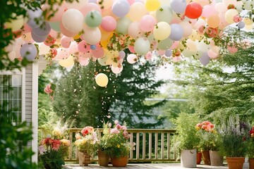 Fototapeta na wymiar balloon decoration garden party at home more ornament Photography