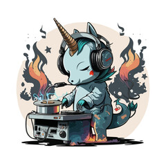 Smokin Unicorn DJ! Get the party started with this smoking unicorn DJ and dance the night away!