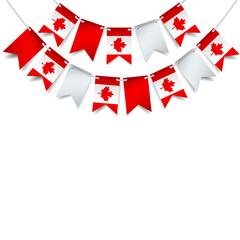 Vector Illustration of Canada day.  Garland with the flag of Canada on a white background.
