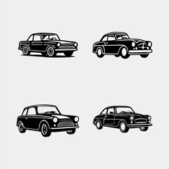 set of retro car vector. isolated on white