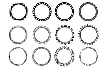Monochrome circular design set vectors. Ornaments design bundle.