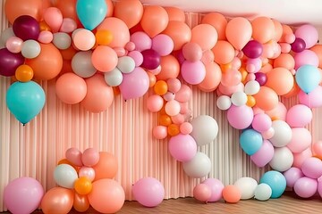 Fototapeta na wymiar balloon decoration wall party at home more ornament Photography
