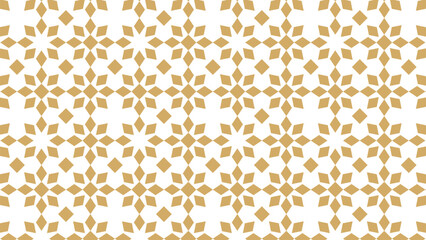 Pattern flower of gold colored squares on a white background with intertwined font lines
