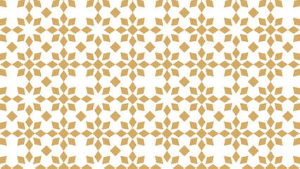 Pattern flower of gold colored squares on a white background with intertwined font lines