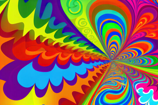 60's hippies psychedelic abstract background colors. Trippy and retro background. Generative Ai