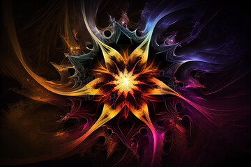 Star. creative design background, fractal styles with color design of dreamy forms imagination and fantasy. Generative Ai