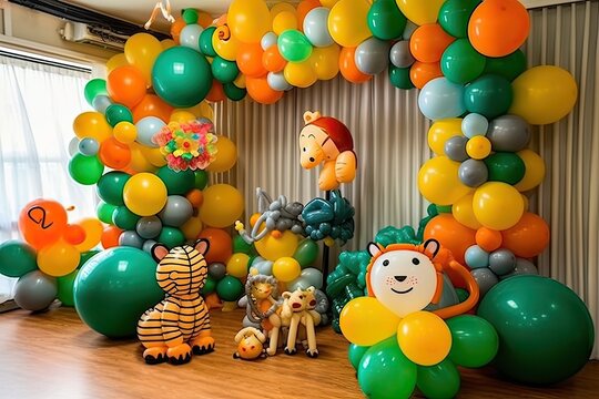 balloon decoration wall party kids at home zoo theme Ornament Photography