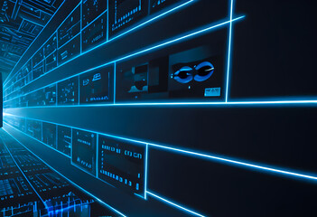 Fototapeta premium abstract background, virtual graphic global internet connect ai with tech and business futuristic tec. Generative AI, illustration