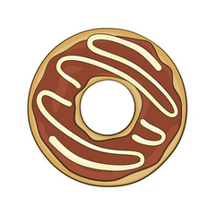 Chocolate donut. Cartoon. Vector illustration. Isolated on white background
