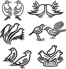  Birds line art minimalist logo vector illustration 