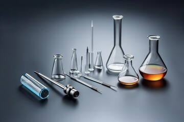 chemistry laboratory equipment UTILITIES FUNNEL WATCH GLASS Photography - obrazy, fototapety, plakaty