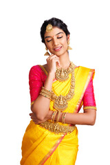 Beautiful Indian bride in studio shot.