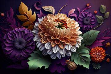 3D wallpaper beautiful flower and 3d background. Generative Ai