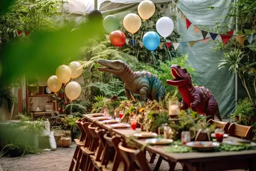 Crédence de cuisine en verre imprimé Dinosaures Decoration party kids at home dinosaurus theme Photography