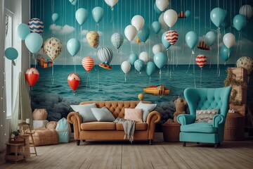 Decoration party kids in the home ocean theme sea beach Photography