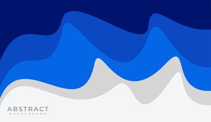 Abstract banner background wavy curves with blue and silver