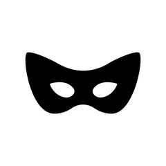 Superhero mask vector black icon. Silhouette hero cartoon character comic face. Flat black superhero costume design mask - obrazy, fototapety, plakaty