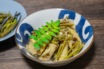 タケノコとわらびの煮物