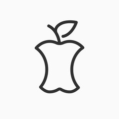 Organic waste line icon apple core sign. Food quality stroke design element, garbage trash organic waste icon