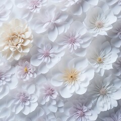 White and Pastel Flowers on White Background for Background Image - AI Generated