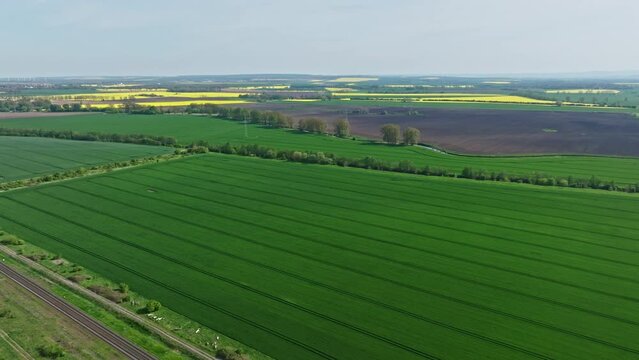 Aerial view of Green fields in Oschersleben , Germany