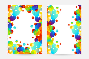 Creative kids cards with colorful bubble decoration and starry texture.